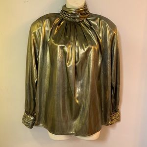 Metallic gold polyester blouse shirt size 12